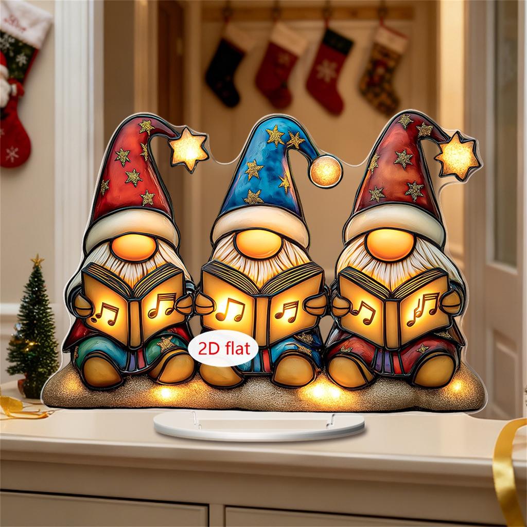 Three SantaClaus Reading Music Books 2D Acrylic Home Living Room Study Desk Decoration