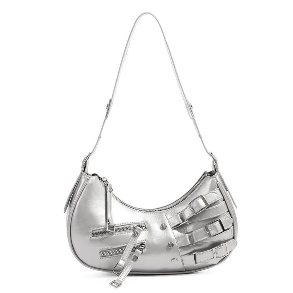 Vintage Shoulder Bag Metal-Studded Oil Wax Leather Bag Motorcycle Bag Cool For Trendy Events Fashion Street Daily Commute
