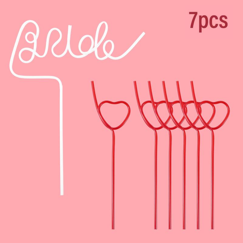 1set Bridal Shower Straws Love Heart Drinking Straw Bride To Be Wedding Decoration Bachelorette Hen Party Supply Team Bride Gift