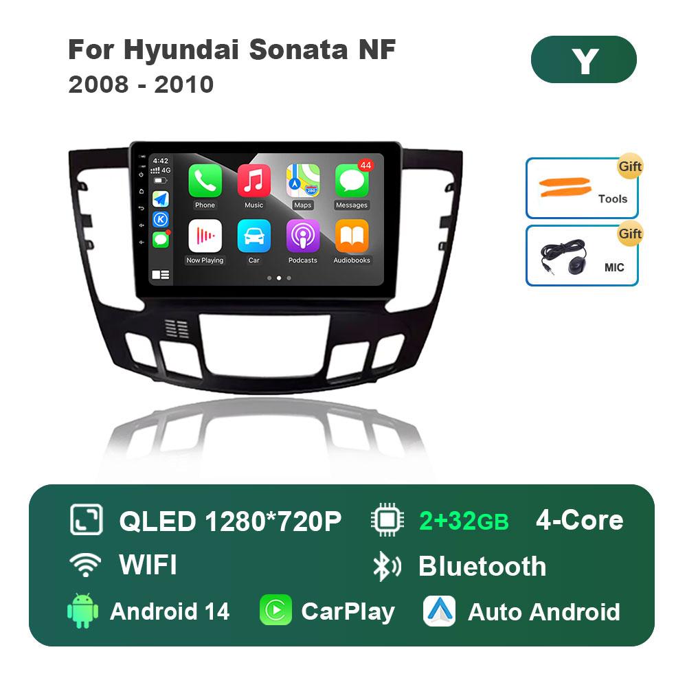 Car Radio Multimedia Player Android 14 System for Hyundai Sonata NF 2008 - 2010 GPS Navigation WiFi DSP Stereo Bluetooth 4G