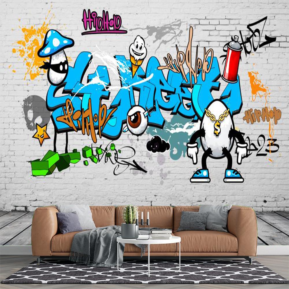 3d Graffiti Wallpaper Street Graffiti White Brick Wall Murals Living Room Bedroom Bar Restaurant Graffiti Wall Mural