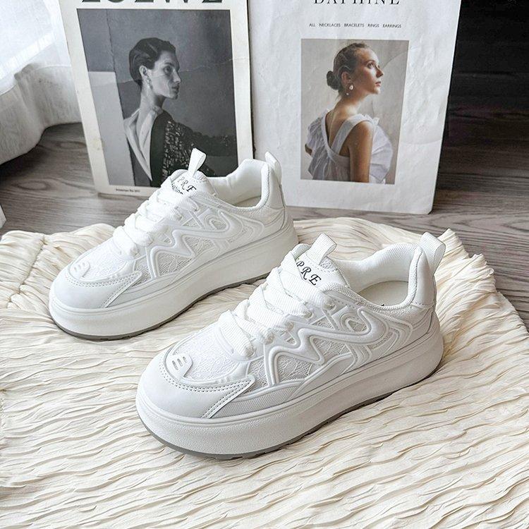 Thick-soled Dad Shoes Women's Summer Thin Breathable Mesh 2025 New Versatile and Lightweight Sports and Leisure Little White Shoes