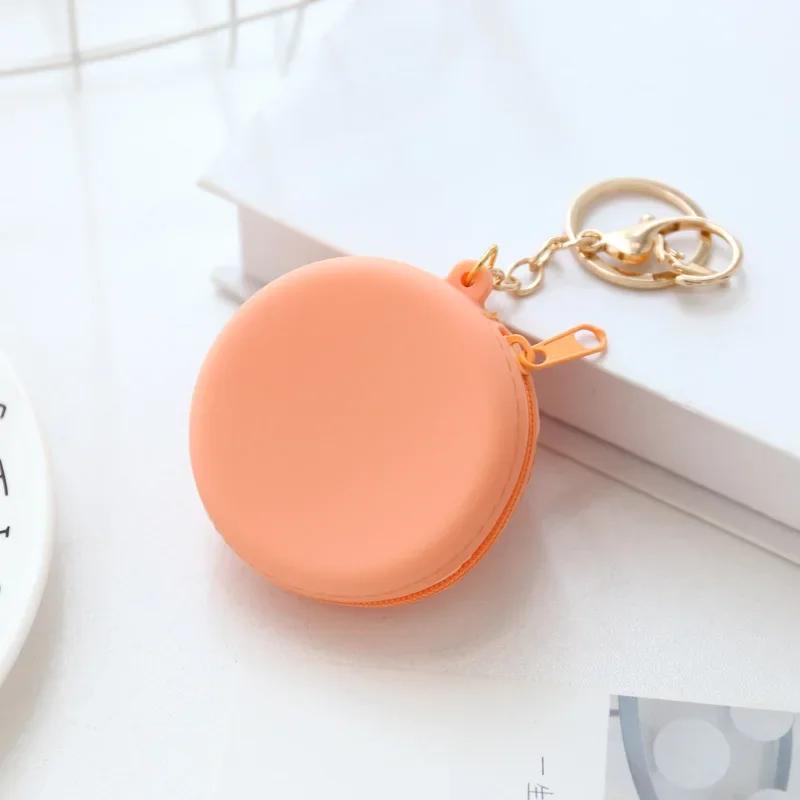 Cute Colored Round Silicone Coin Purse Small Women Girls Coin Key Bag Wallet Mini Data Cable Headset Bag Purses Kid Gift