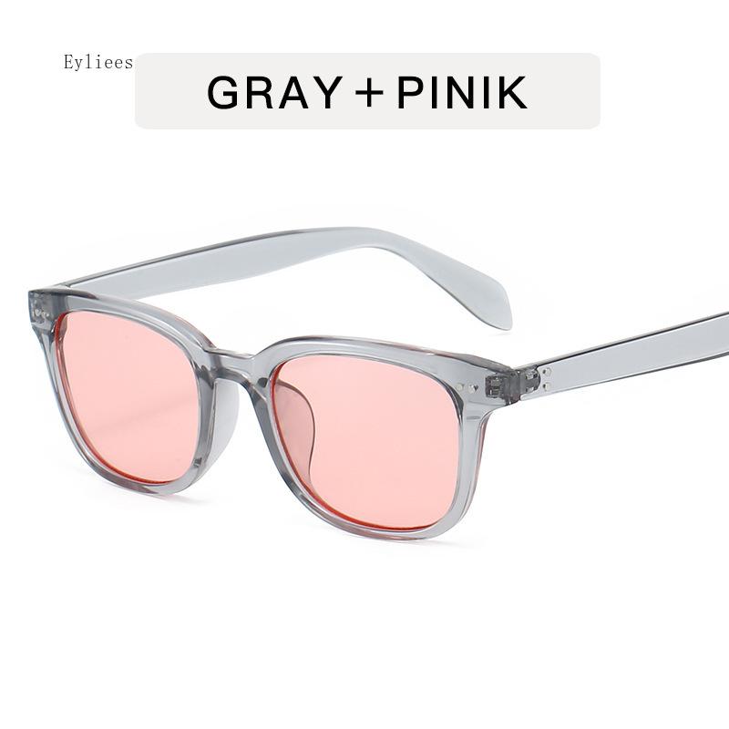 New Ins Popular Fashion Square Candy Color Sunglasses Women Blue Vintage Rivets Men Shades UV400 Gafas