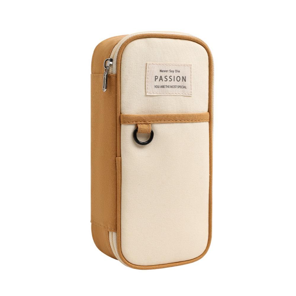 Simple Design Pen Bag Large Capacity Double-Layer Stationery Box Durable Flap School Bag Student Use School Supplies