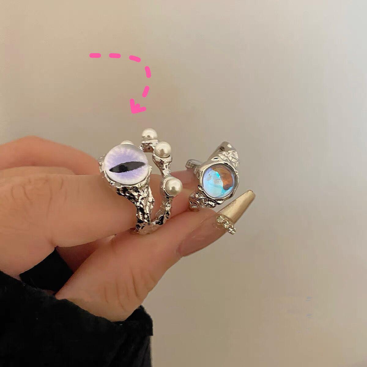 

Кольцо Heavy Industry Niche с темным двухслойным жемчугом кошачий глаз, женское, Cold Wind Advanced Sense, открытое кольцо Tide