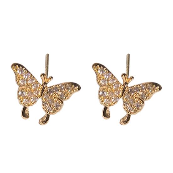 1 Pair Lady Ear Clip Non-Fading Exquisite Shiny Rhinestone Butterflies Shape No Piercing Ear