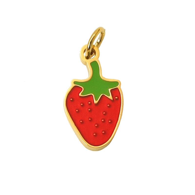Summer On The New National Tide Does Not Fade Niche Dripping Oil Colored Strawberry Necklace Accessories Diy Design Pendant Women