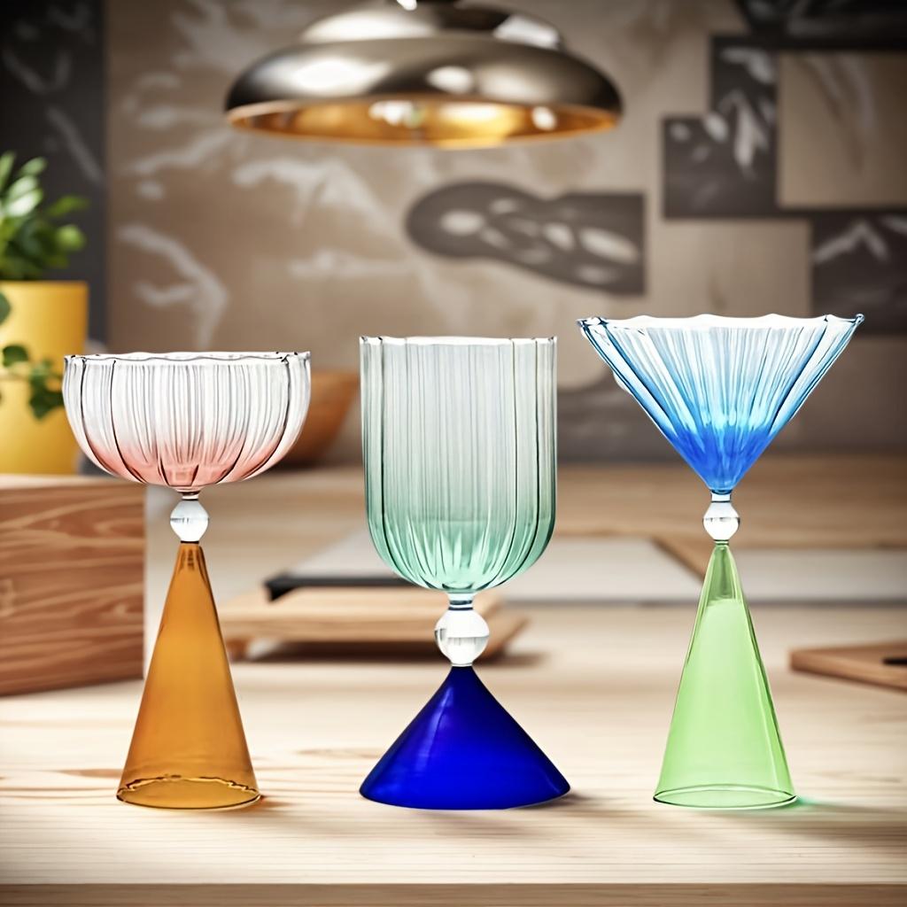 3pcs Gradient High Borosilicate Glass Goblets, Champagne, Wine, Cocktail Stemmed Glasses, Suitable for Wines, Coffee, Juice, Milk, Gifts