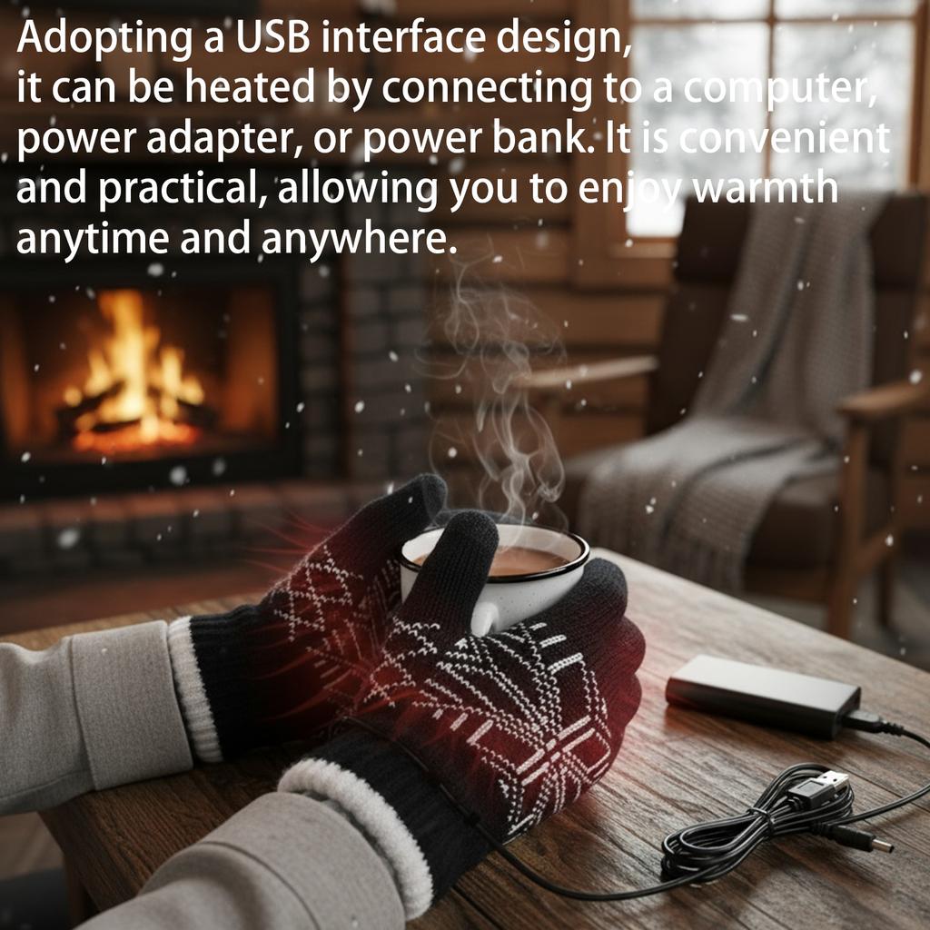 USB Electric Heated Gloves Windproof Motorcycle Thermal Gloves Wear Resist Soft Heating Gloves for Outdoor Camping Hiking