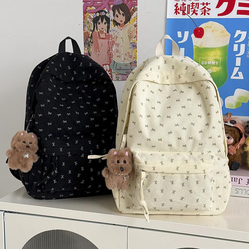 Schoolbag Korean version backpack female large capacity junior high school high school student schoolbag corduroy design sense niche versatile