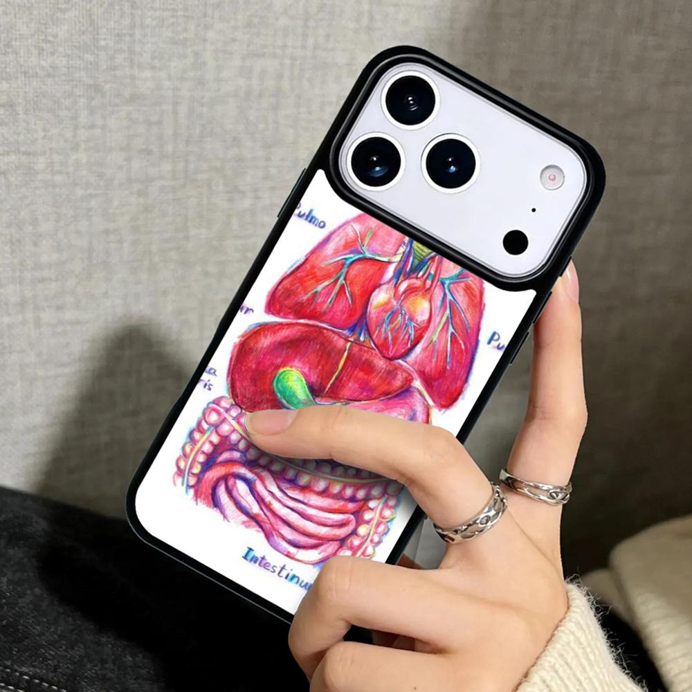 Capa Case for iPhone 17 Air 16 Pro Max 15 Plus 11 13 Mini 14 12 Back Phone Cover Radiological Human Organs Skeleton