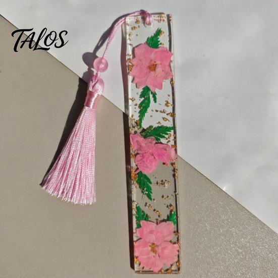Marcador de Páginas Talos de Flor Real en Resina, Marcador de Página Seca de los 12 Meses, Marcador Prensado Hecho a Mano para Lectores, Regalo para Amantes de los Libros