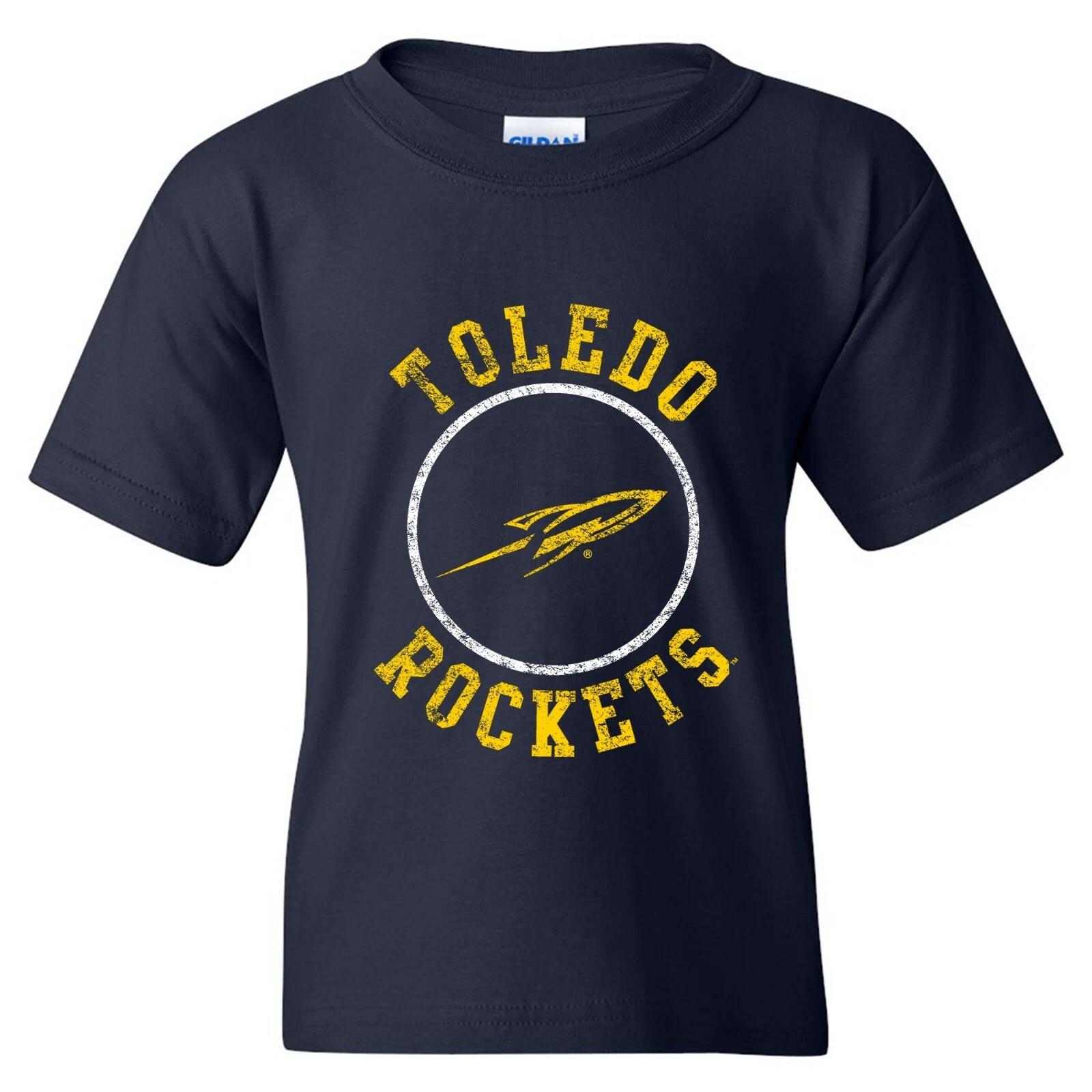 Toledo Rockets Distressed Circle Logo University College Youth T-Shirt - Navy 4XL