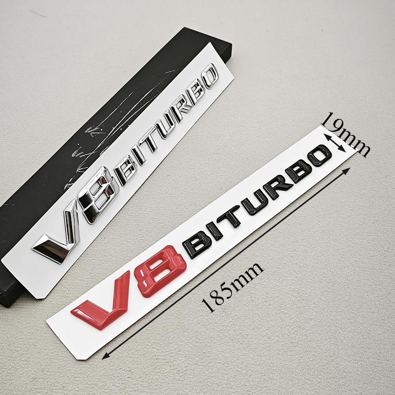 1Pcs 3D ABS Chrome Logo V8 BITURBO Emblem Car Fender Side Badge Decal For C63S C63 E63 G63 G500 Sticker Accessories