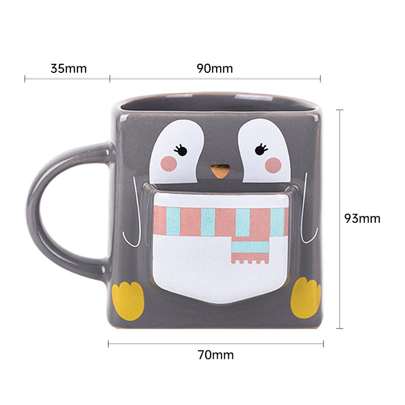 

1pc 270ml Cartoon Penguin Pocket Mug with Handle Creative Animal-Shaped Coffee & Cookie Cup for Home Unique Drinkware Gift 201-300ml