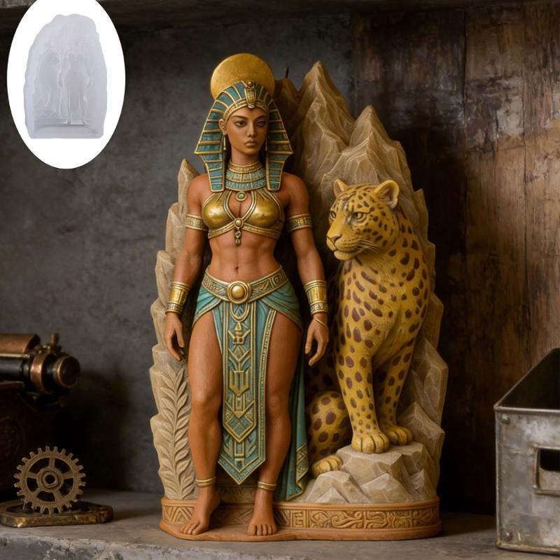 Leopards Egypt Lady Silicone Candle Molds Multipurpose Silicone Mould For Making Candle Soap Home Decoration Resin Art