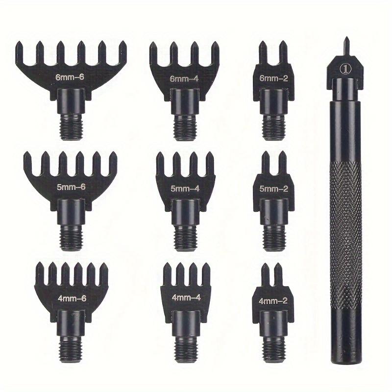 

1Set 4/5/6mm Replaceable Leather Chisel Tool Diamond Pricking Iron Basic Hole Punch Stitching Leather Craft Tools 1/2/4/6 Tooth Light Grey