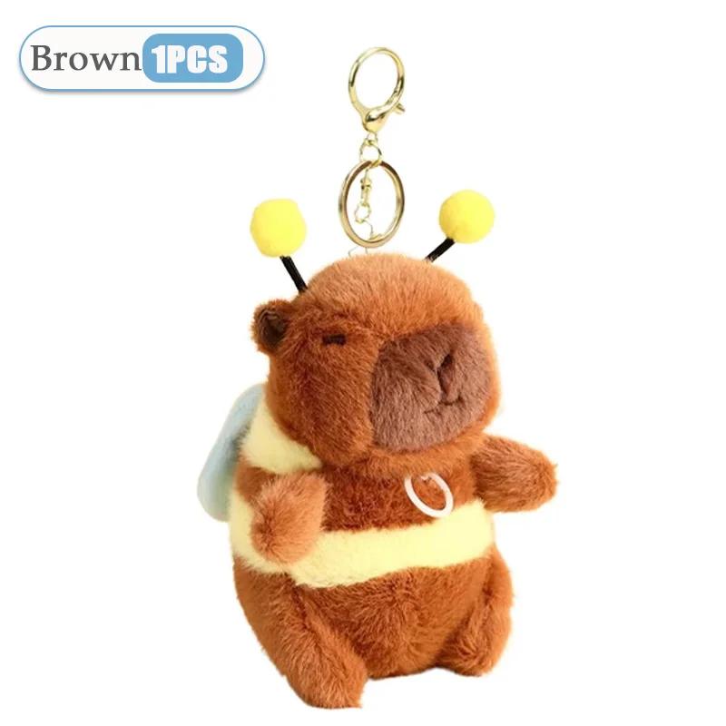 Cute Wagging Tail Capybara Pendant Capybara Drawing Jitterbug Wings Bee Water Dolphin Keychain Plush Doll Bag Hanging Ornaments