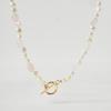 [POPTS] Rose Quartz Pearl Earth Toggle Bar Necklace OTN222512PYW
