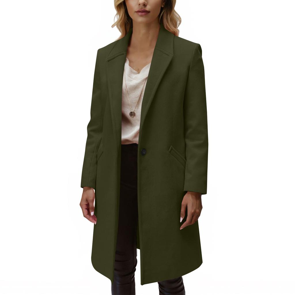 Damenmode Lässiger Wollmantel Einfarbig Lang
