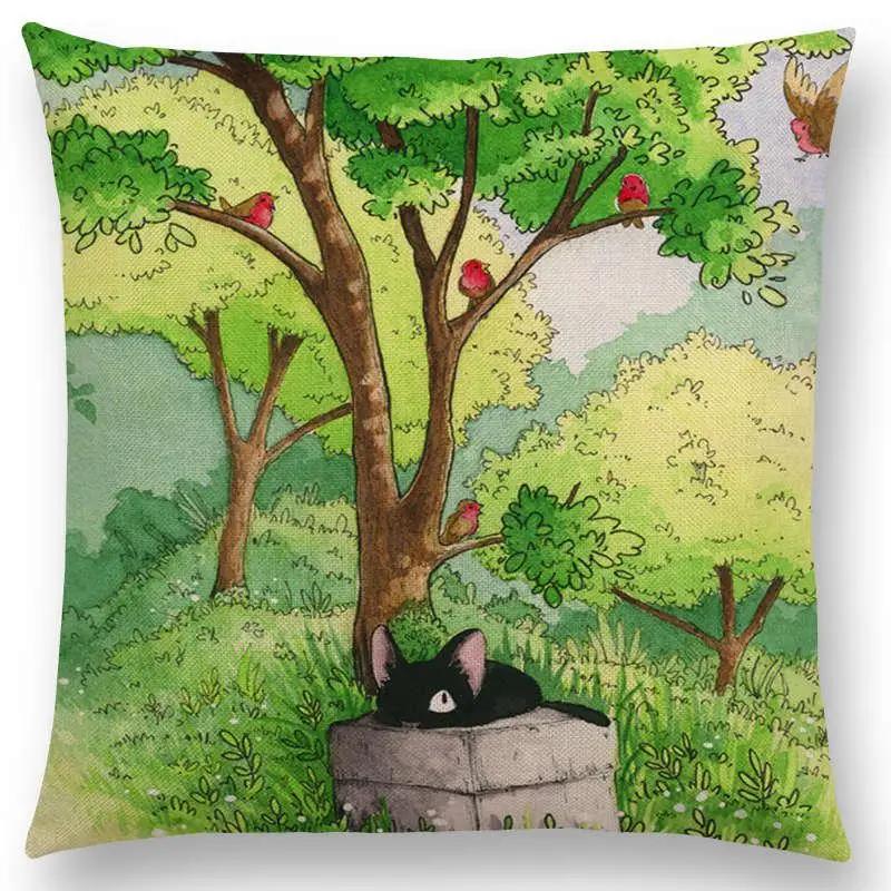 Newest Cute Cartoon Sofa Pillow Cover Black and White Cat Funny Fox Cushion Cover Throw pillowcase
