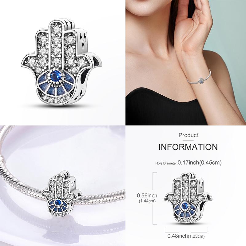 Nytt I Koppar Berlocker Pärlor Dröm Djävulens Öga Fatimas Hand Kors Berlocker Hänge Passar Original Armband Dam Smycken Gåva Diy