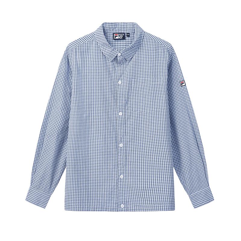 FILA Heritage Fashion Classic Trendy Simple Plaid Casual Versatile Comfortable Loose Woven Long Sleeve Shirt Men shirts F11M628411FBU M