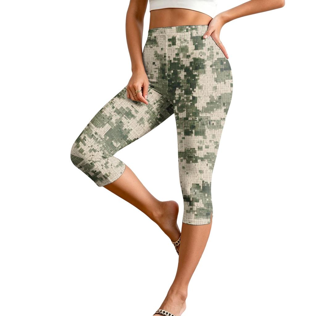 Women's Elastic Waist Casual Capri Pants Slim Fit Open Side Slit Cropped Trousers Stretch Fabric Lightweight Design