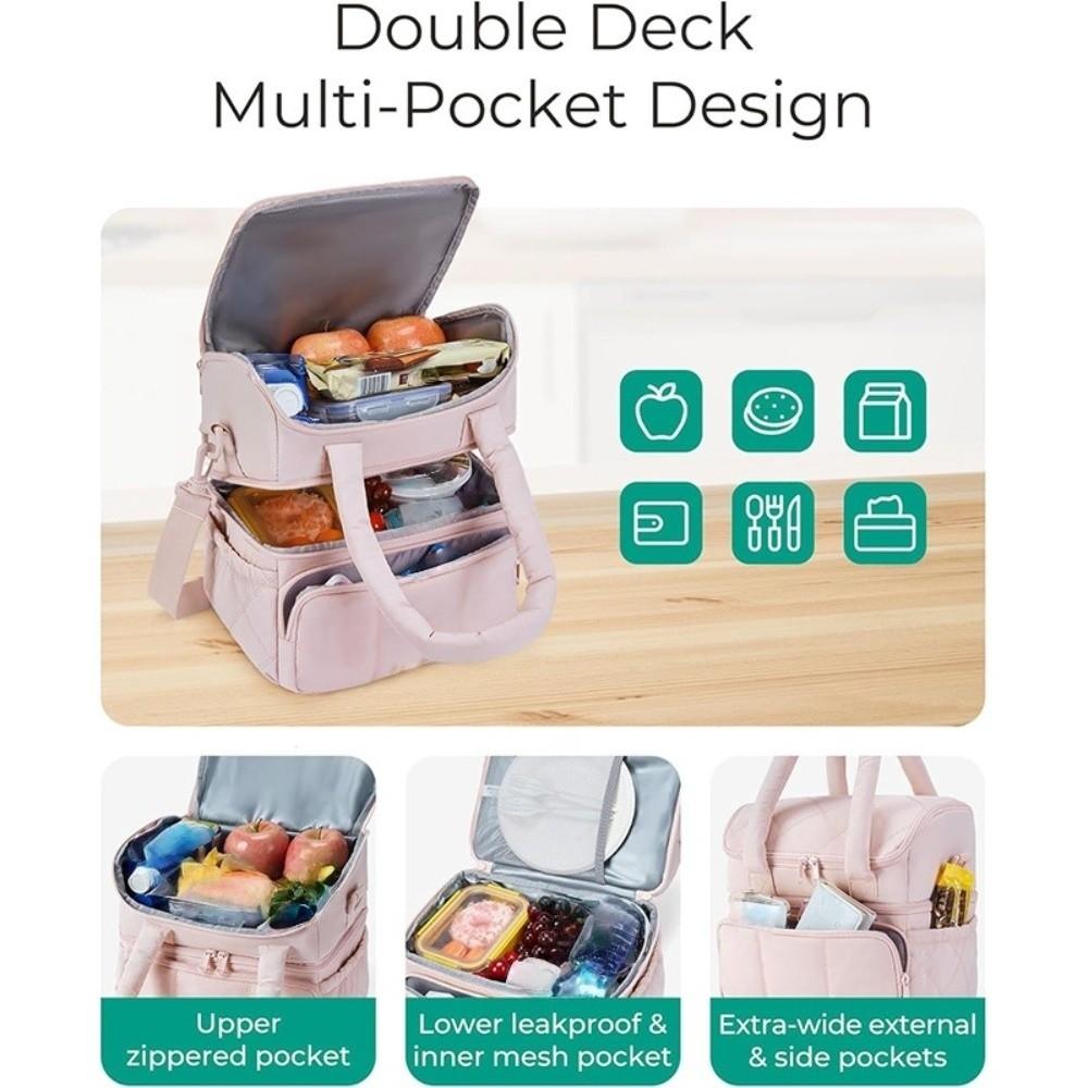 Double Layer Picnic Bag Thickened Cooler Bag Portable Insulated Bag  Lunch Carrying