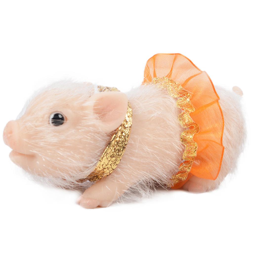 Mini Silicone Pig Doll Toy with Nursing Bottle and Clothing Accessories Realistic Piggy Doll Desktop Ornaments Kids Holiday Gift