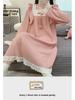 6535 Jacquard Cotton Pajamas - Women's Sweet Long-Sleeve Mid-Length Nightdress, Plus Size (Up To 220 Lbs) for Spring & Autumn