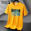 HNXC Cotton Short Sleeve T-shirt Men's Fashion Loose Half Sleeve Shirt Printed Compassionate Shirt