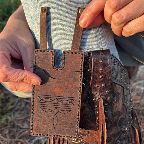 Western Boot Wallet for Women Handcrafted Credit Card Holder Portable Faux Leather Purse with Snap Straps for Rodeo Nights Country Concerts