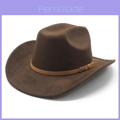 Tibetan Style Fedora Hat With Brim Sunshade For Men And Women In Suede Fabric