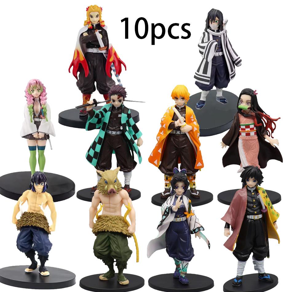 Anime Figure 10style Demon Slayer Figures Kimetsu No Yaiba Doll Tanjiro Nezuko Zenitsu Inosuke Warrior Action Figure Model Toys