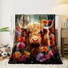 Highland Cow Floral Blanket bedroom Blanket for Livingroom Couch lunch break Soft throw for Friend's festival Gift