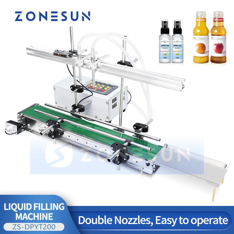 ZONESUN ZS-DPYT200 Automatic Liquid Filling Machines Double Nozzles Beverage Water Perfume Bottle Essential Oils Vial Filler