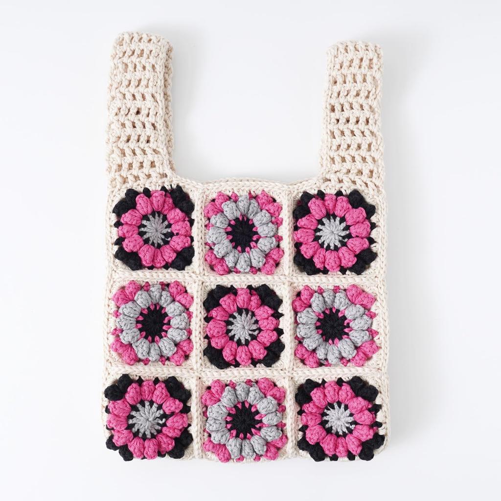 Raw wool itohenlab knitting kit Puff corn motif bag #10-2