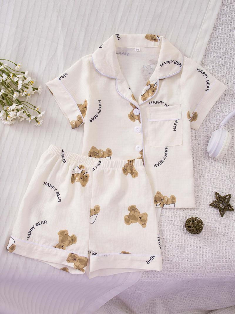 European and American Girls Short-Sleeved Pajama Set 110cm