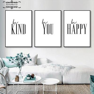 Inspirational Quotes Wall Art Kind Happy Posters and Prints Modern Canvas Printings Letter for Living Room Decorative Pictures