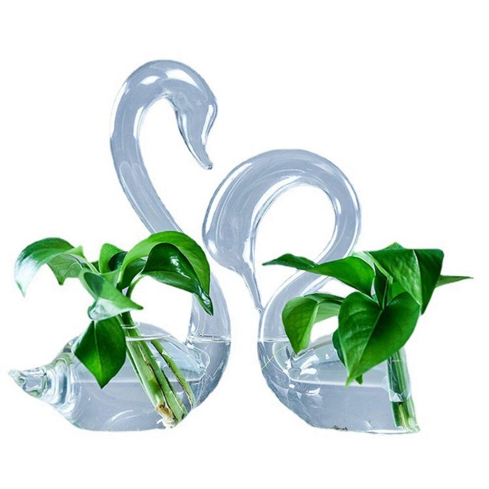 Creative Home Swan Transparent Vase Lucky Pure Grace Decoration Valentine's Day Ornament