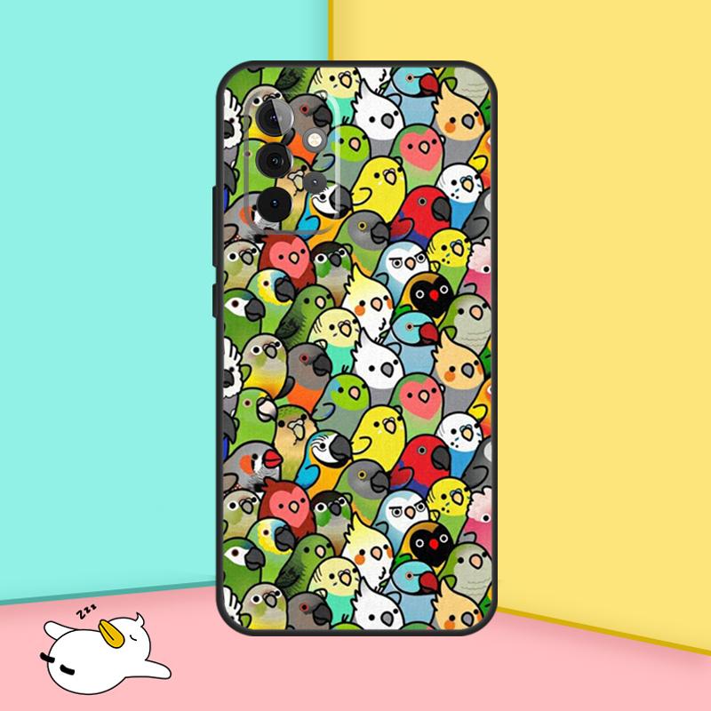 Cartoon Cockatiel Collage Case For Samsung Galaxy A34 A54 A14 A36 A56 A06 A13 A53 A32 A12 A22 A52 A35 A17 A16 A55 A15