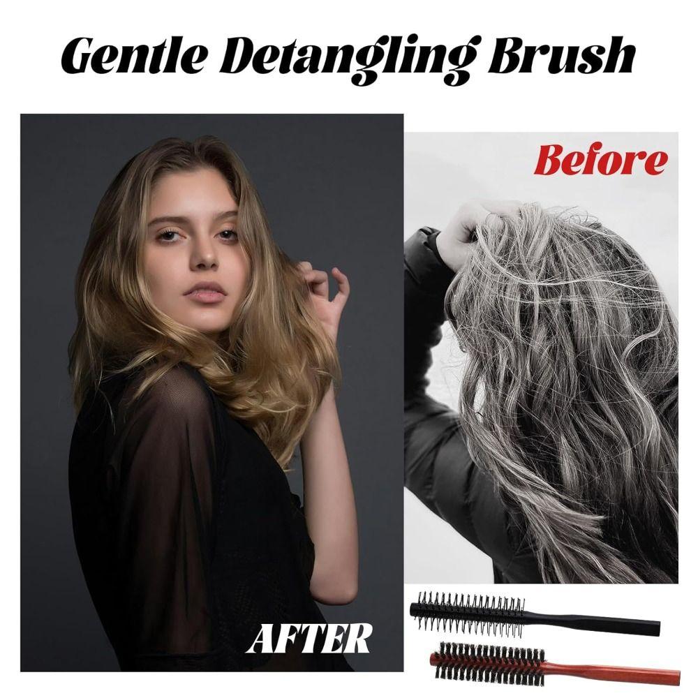 

Wood Wood Round Hairbrush Round Nylon Bristle Hairbrush New Round Hair Brush for All Hair Styles чорний