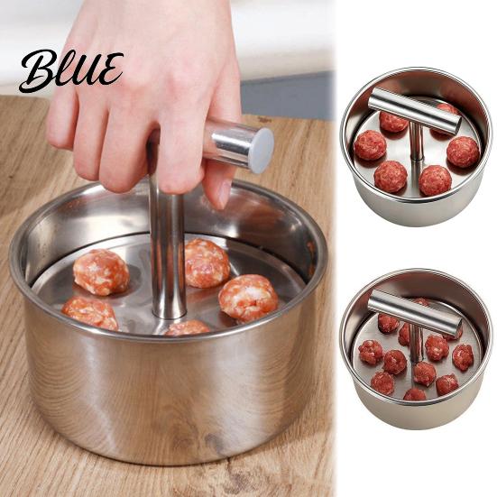 Round Food Shaper Tool Stainless Steel Meatball Maker 6/12-Hole Manual Meat Press Mold for Homemade Falafel Beef Pork Fish Balls Non-Stick