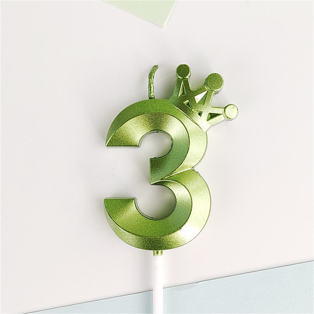Green Crown Numbers Cake Candles 0 1 2 3 4 5 6 7 8 9 Topper For Wedding Birthday Party Supplies Decoration DIY