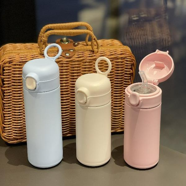 Új Rozsdamentes Acél Pattintható Fedeles Termosz Bögre Mini Dupla Vákuumos Egyenes Bögre Aranyos Egyszerű Borsó Bögre