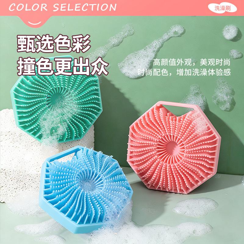 Hanging silicone shower exfoliating scrub sponge body scrub exfoliating device soft shower cleaning brush back cleaning pad