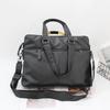 Korean Style Men's Leather Crossbody Briefcase
