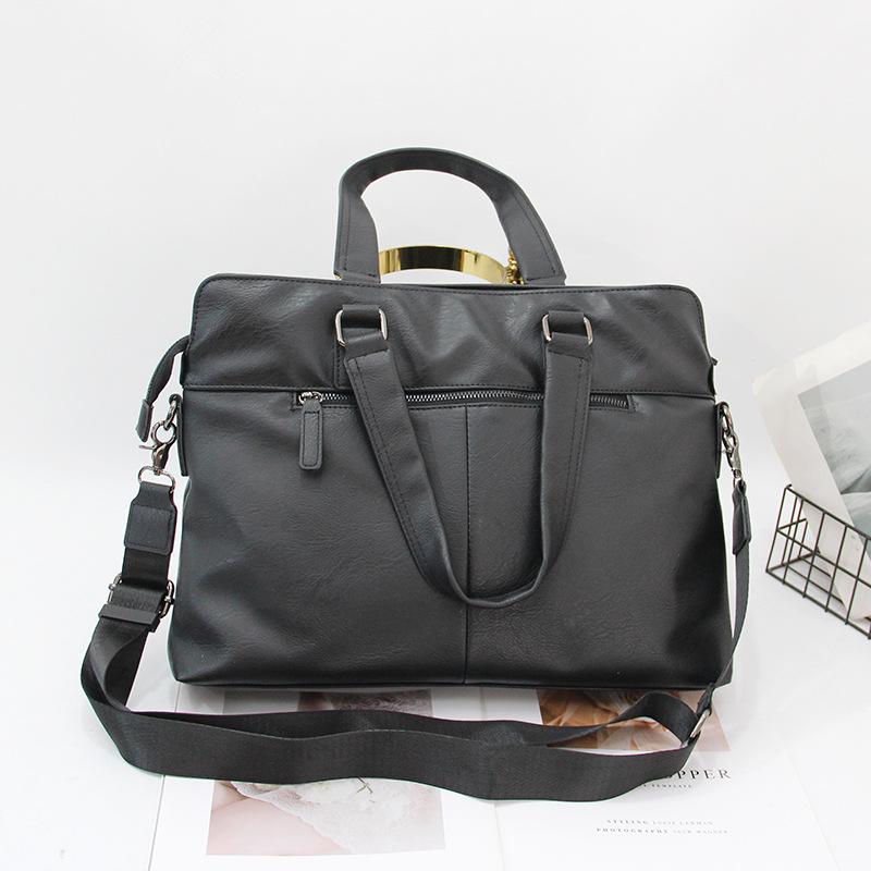 Korean Style Men's Leather Crossbody Briefcase
